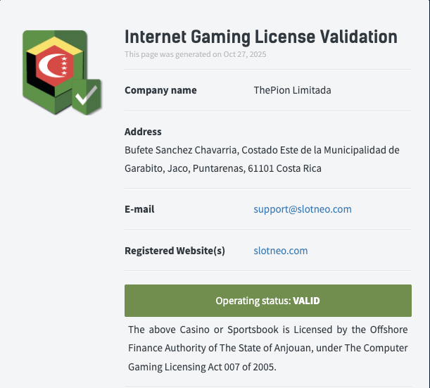 slotneo license